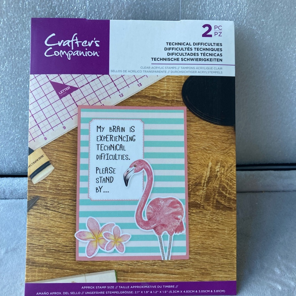 Crafters Companion clear acrylic stamp “technical difficulties “
